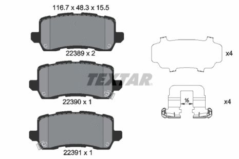Комплект гальмівних колодок HONDA ODYSSEY, ACURA (GAC), ACURA MDX, TEXTAR (2238901)