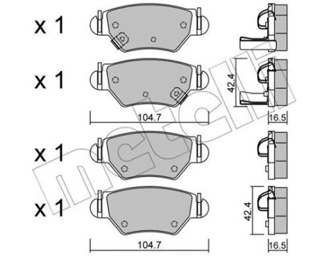 Комплект гальмівних колодок OPEL ASTRA, OPEL ZAFIRA, METELLI (2202590)