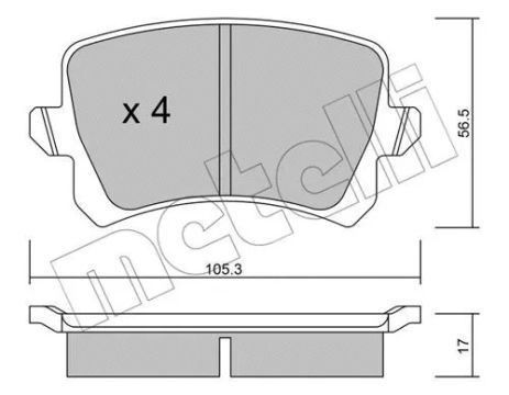 Комплект гальмівних колодок AUDI Q3, SEAT ALHAMBRA, VW TIGUAN, METELLI (2208060)