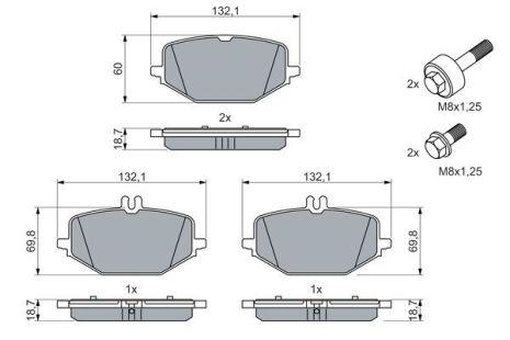Комплект гальмівних колодок MB GLS, MB GLE, MB G-CLASS, BOSCH (0986460023)