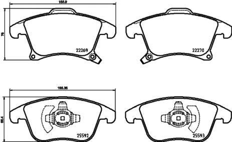 Комплект тормозных колодок FORD S-MAX, LINCOLN MKZ, FORD MONDEO, BREMBO (P24173)