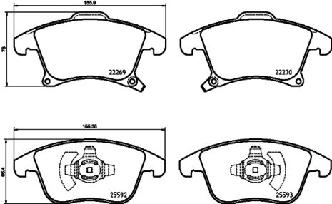 Комплект тормозных колодок FORD S-MAX, LINCOLN MKZ, FORD MONDEO, BREMBO (P24173)