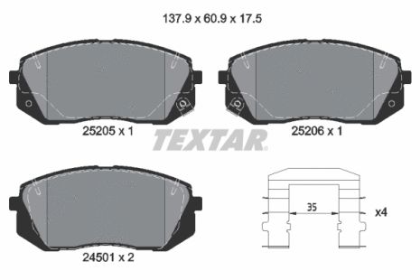 Комплект тормозных колодок DONGNAN (SOUEAST), JAC REFINE, KIA SOUL, TEXTAR (2520501)