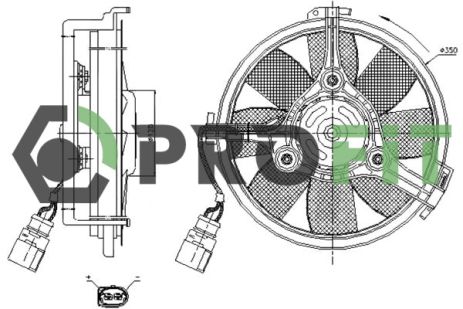 Вентилятор охлаждения радиатора VW PASSAT, AUDI ALLROAD, AUDI A6, PROFIT (18500004)