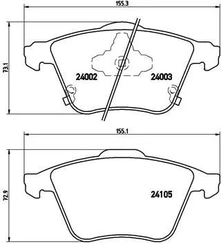 Комплект гальмівних колодок MAZDA 6, BREMBO (P49038)