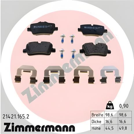 Комплект тормозных колодок для BMW 3 и BMW 4, ZIMMERMANN (артикул 214211652)