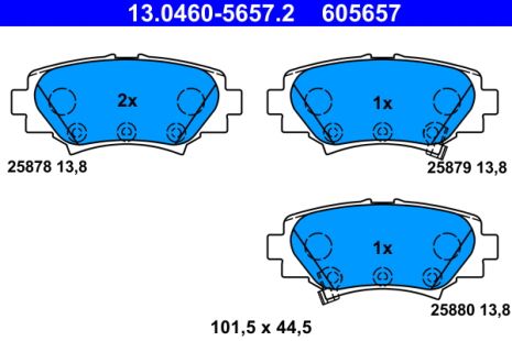 Комплект тормозных колодок MAZDA 3, ATE (13046056572)