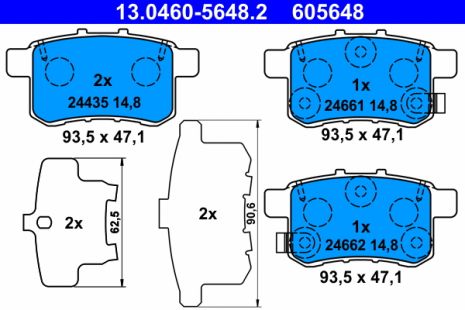Тормозные колодки комплект HONDA ACCORD, ATE (13046056482)