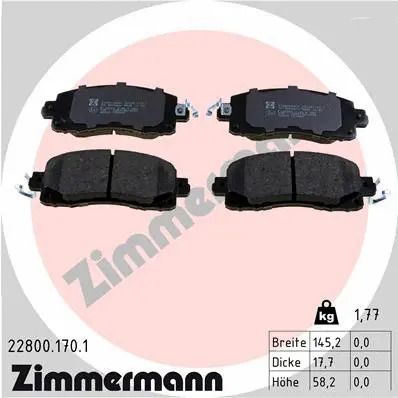 Комплект тормозных колодок SUBARU XV, SUBARU IMPREZA, SUBARU OUTBACK, ZIMMERMANN (228001701)