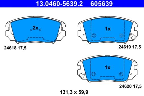 Комплект гальмівних колодок HYUNDAI GRANDEUR, HYUNDAI SONATA, ATE (13046056392)