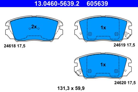 Комплект тормозных колодок HYUNDAI GRANDEUR, HYUNDAI SONATA, ATE (13046056392)