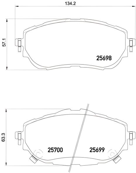 Гальмівних колодок комплект TOYOTA COROLLA, TOYOTA AURIS, BREMBO (P83150)