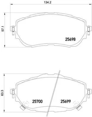 Комплект тормозных колодок TOYOTA COROLLA, TOYOTA AURIS, BREMBO (P83150)