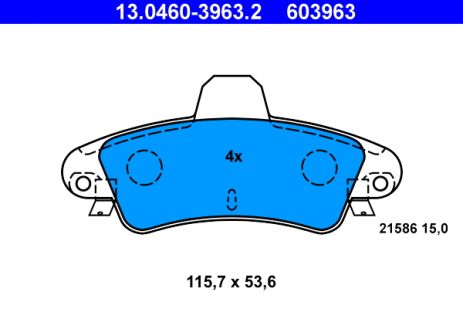 Комплект гальмівних колодок FORD COUGAR, FORD MONDEO, ATE (13046039632)