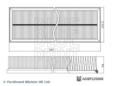 Фильтр воздушный PORSCHE PANAMERA, BLUE PRINT (ADBP220068)