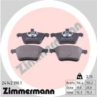 Комплект тормозных колодок VOLVO (CHANGAN), LAND ROVER, FORD S-MAX, ZIMMERMANN (241421901)