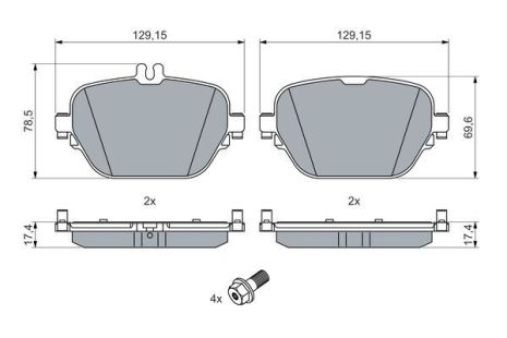 Комплект тормозных колодок MB E-CLASS, MB GLC, MB EQC, BOSCH (0986460039)