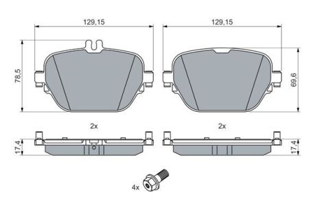 Комплект гальмівних колодок MB E-CLASS, MB GLC, MB EQC, BOSCH (0986460039)
