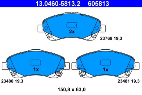 Комплект гальмівних колодок TOYOTA COROLLA, TOYOTA AVENSIS, ATE (13046058132)