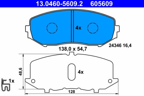 Набір гальмівних колодок SUZUKI GRAND VITARA, ATE (13046056092)