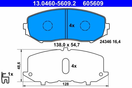 Колодки тормозные в комплекте для SUZUKI GRAND VITARA - ATE (13046056092)