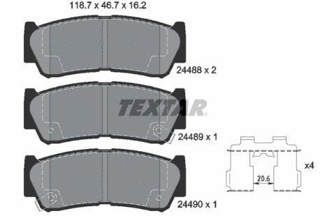 Комплект тормозных колодок MAXUS D90, INOKOM SANTA, LDV T60, TEXTAR (2448801)