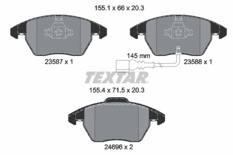 Комплект тормозных колодок SEAT ALTEA, SKODA SUPERB, AUDI A3, TEXTAR (2469602)