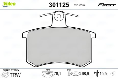 LANCIA THEMA, ALFA ROMEO, FIAT CROMA гальмівні колодки комплект, VALEO (301125) LANCIA THEMA, ALFA ROMEO, FIAT CROMA гальмівні колодки комплект, VALEO (301125)