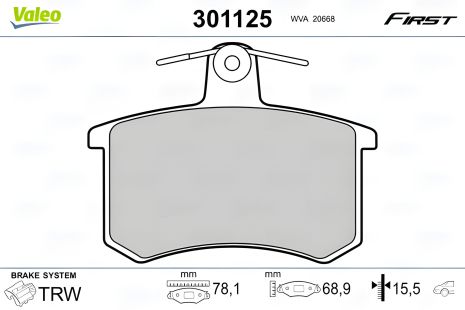 LANCIA THEMA, ALFA ROMEO, FIAT CROMA гальмівні колодки комплект, VALEO (301125) LANCIA THEMA, ALFA ROMEO, FIAT CROMA гальмівні колодки комплект, VALEO (301125)