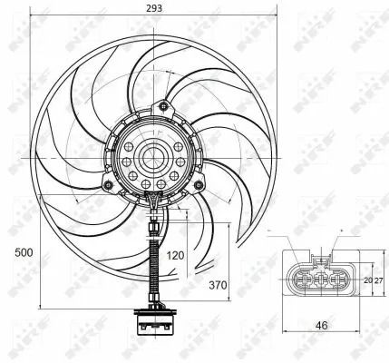 Вентилятор охлаждения радиатора SEAT CORDOBA, VW FOX, SKODA FABIA, NRF (47373)