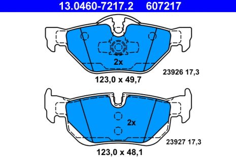 Комплект тормозных колодок BMW 1, BMW X1, BMW 3, ATE (13046072172)