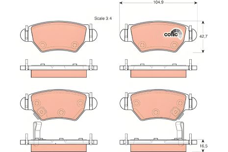 Комплект тормозных колодок CHEVROLET CORSA, OPEL CORSA, OPEL ASTRA, TRW (GDB1471) Комплект тормозных колодок CHEVROLET CORSA, OPEL CORSA, OPEL ASTRA, TRW (GDB1471)