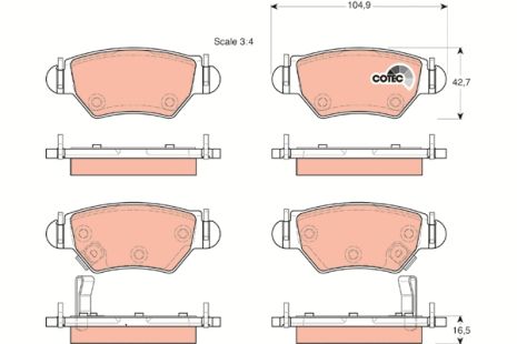Комплект тормозных колодок CHEVROLET CORSA, OPEL CORSA, OPEL ASTRA, TRW (GDB1471)