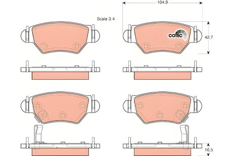 Тормозные колодки комплект CHEVROLET CORSA, OPEL CORSA, ASTRA, TRW (GDB1471)