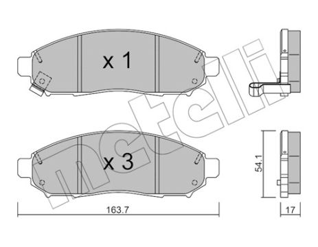 Комплект гальмівних колодок NISSAN NP300, NISSAN PATHFINDER, NISSAN NAVARA, METELLI (2207430)