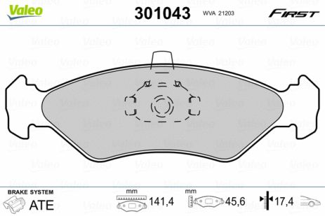 Комплект гальмівних колодок для MAZDA 121, FORD KA, FORD COURIER, VALEO (301043) Комплект гальмівних колодок для MAZDA 121, FORD KA, FORD COURIER, VALEO (301043)