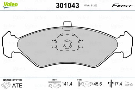 Тормозных колодок комплект для MAZDA 121, FORD KA, FORD COURIER, VALEO (301043)