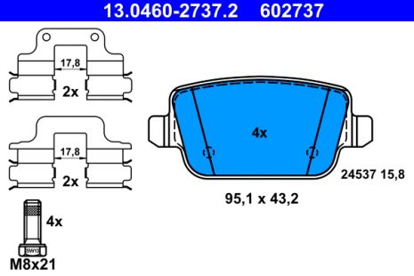 Комплект тормозных колодок LAND ROVER, VOLVO XC70, VOLVO V70, ATE (13046027372)