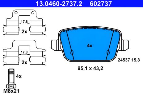 Комплект тормозных колодок для LAND ROVER, VOLVO XC70, VOLVO V70, ATE (13046027372)