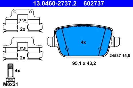 Комплект тормозных колодок LAND ROVER, VOLVO XC70, VOLVO V70, ATE (13046027372)