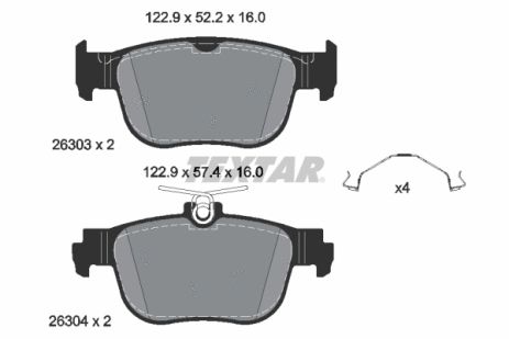 Комплект гальмівних колодок FORD TRANSIT, SEAT LEON, AUDI A3, TEXTAR (2630301)