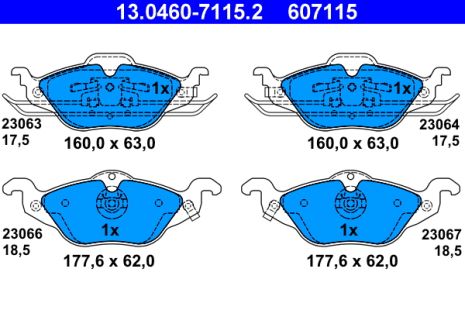 Комплект тормозных колодок OPEL ASTRA, OPEL ZAFIRA, ATE (13046071152)