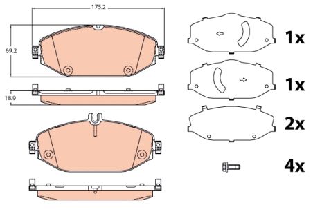 Комплект гальмівних колодок MB (BBDC), MB E-CLASS, MB C-CLASS, TRW (GDB2097)