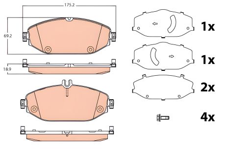 Гальмівний колодковий комплект MB (BBDC), MB E-CLASS, MB C-CLASS, TRW (GDB2097)