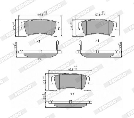 Комплект гальмівних колодок TOYOTA COROLLA, TOYOTA SPRINTER, TOYOTA HARRIER, FERODO (FDB848)