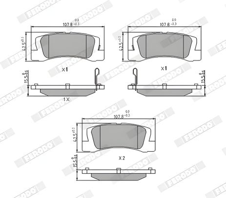 Гальмівних колодок комплект TOYOTA COROLLA, TOYOTA SPRINTER, TOYOTA HARRIER, FERODO (FDB848)