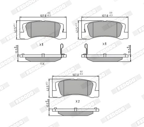 Гальмівних колодок комплект TOYOTA COROLLA, TOYOTA SPRINTER, TOYOTA HARRIER, FERODO (FDB848)