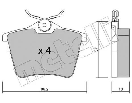 Комплект гальмівних колодок CITROËN C5, PEUGEOT 407, PEUGEOT 607, METELLI (2206020)