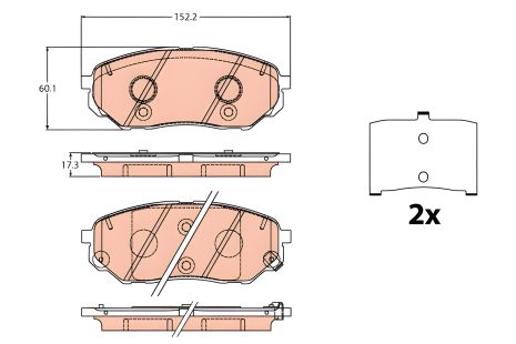 Комплект гальмівних колодок для KIA SORENTO, TRW (GDB2195)