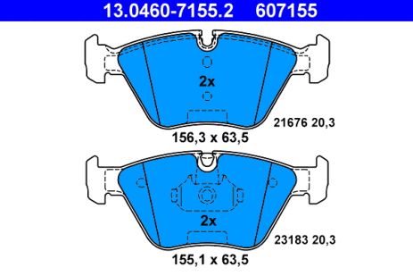 Комплект тормозных колодок BMW X3, BMW Z4, BMW 3, ATE (13046071552)